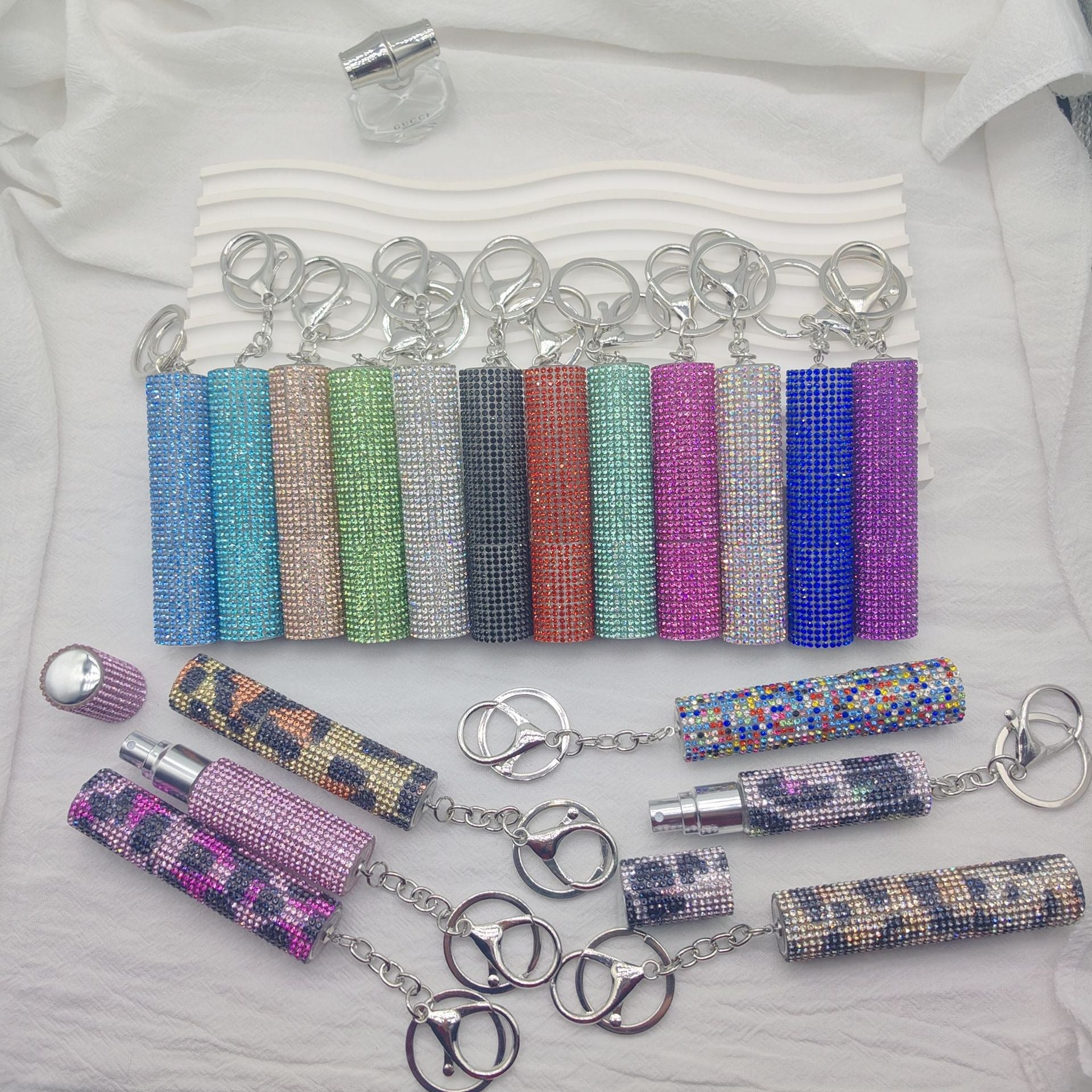Wholesale  Full Diamond Creative Mini 10ml Perfume Bottling Keychain